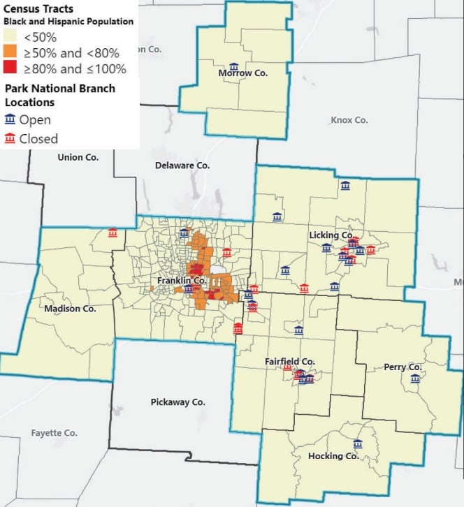 PNB Metro Columbus branch locations, 2015-2021. Source: U.S. Department of Justice https://www.justice.gov/opa/press-release/file/1570461/download